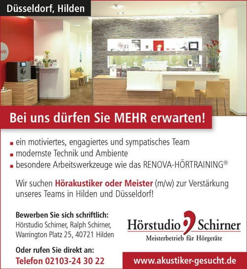 Hörstudio Schirner sucht Hörakustiker (m/w) und Hörakustikmeister (m/w)